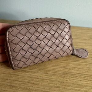 Bottega Veneta Taupe Woven Leather Wallet -Reposh